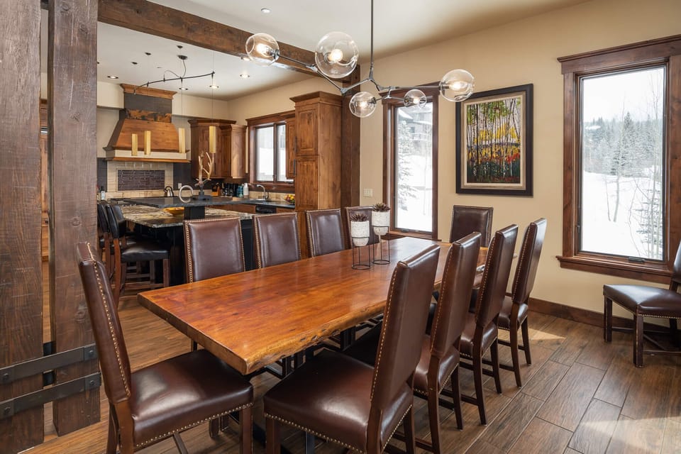 Come together at the large 12 person dining room table