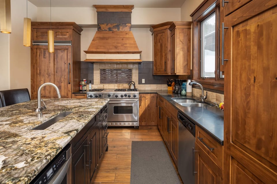 Open kitchen with high-end appliances