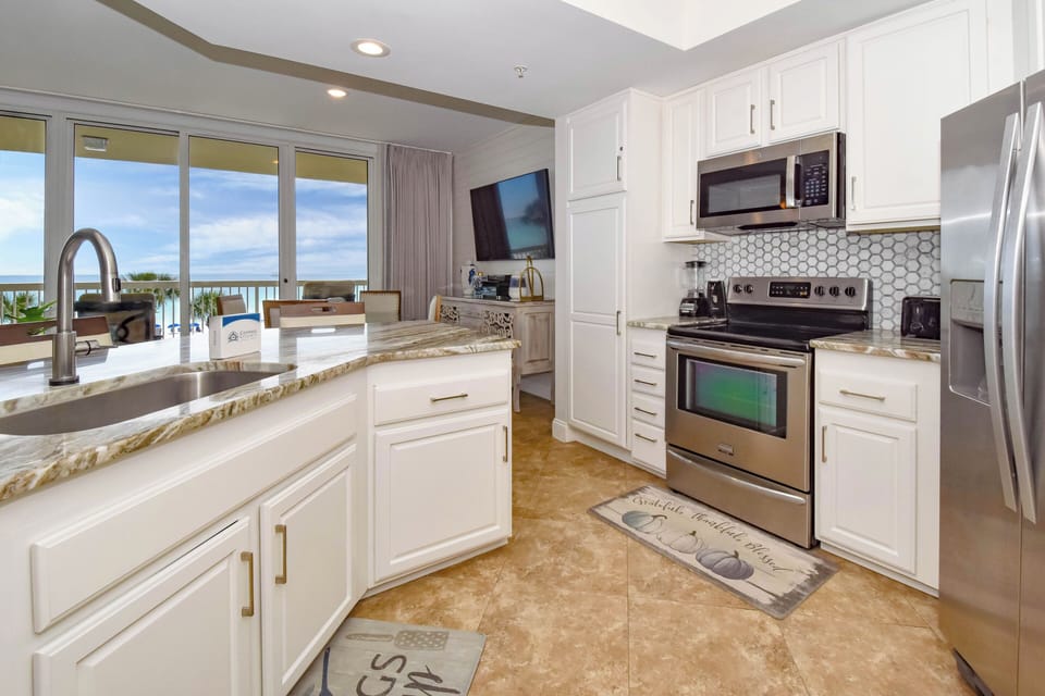 Silver Beach Towers E303 - Kitchen with Gulf View