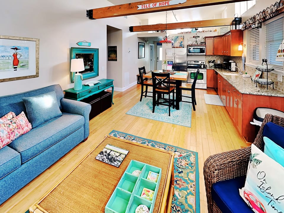 Living area with sleeper sofa and flat screen TV