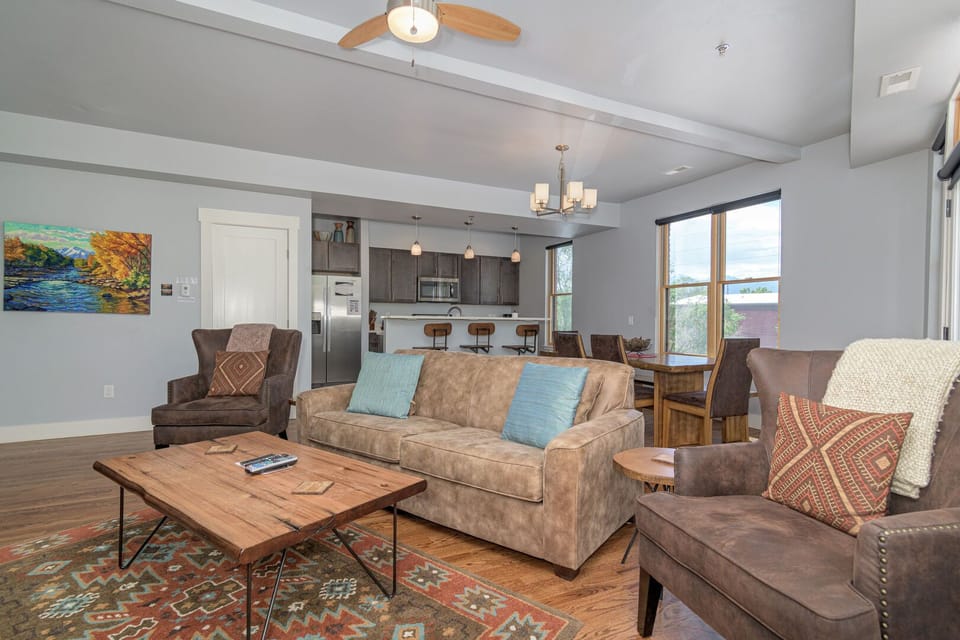 ~Open concept kitchen and living area