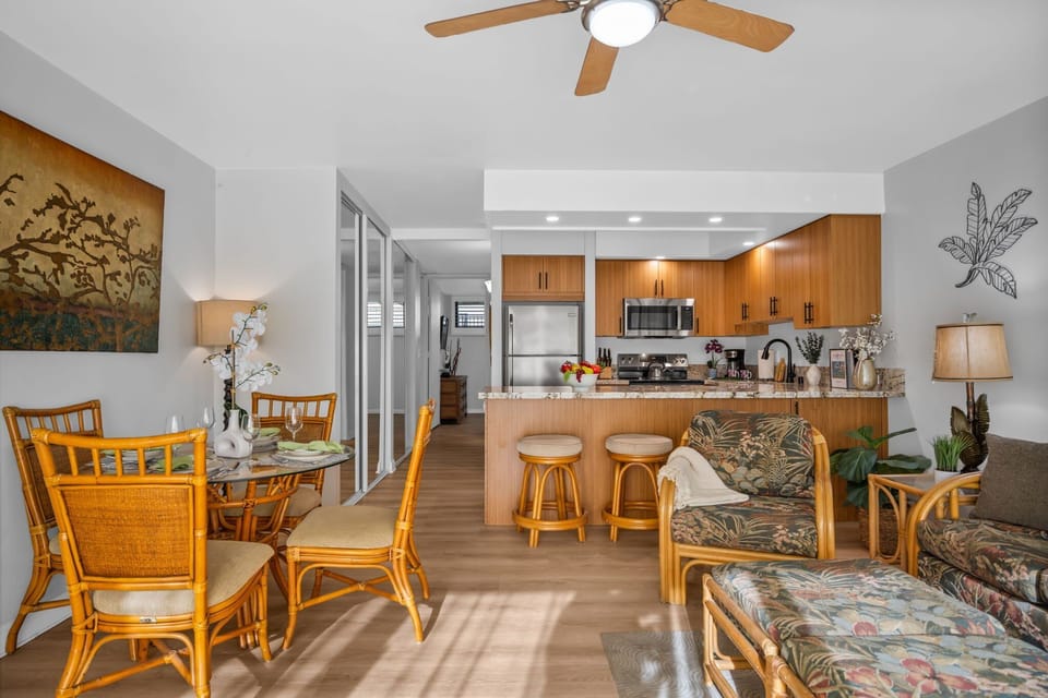 additional countertop and seating available.