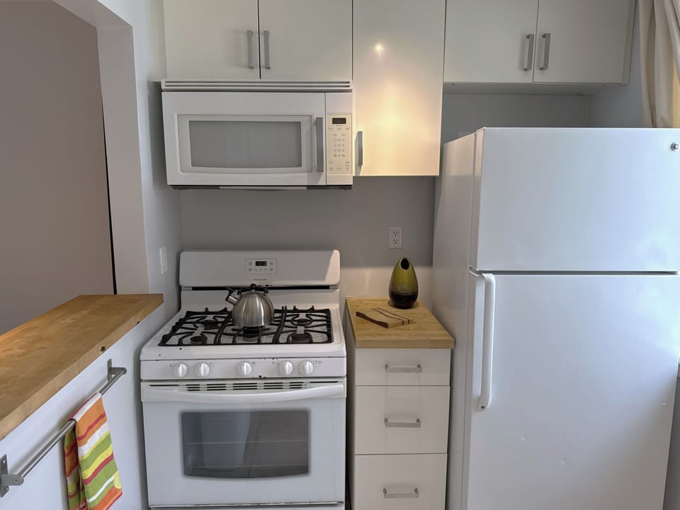 Kitchen - Gas oven and butcher block countertops