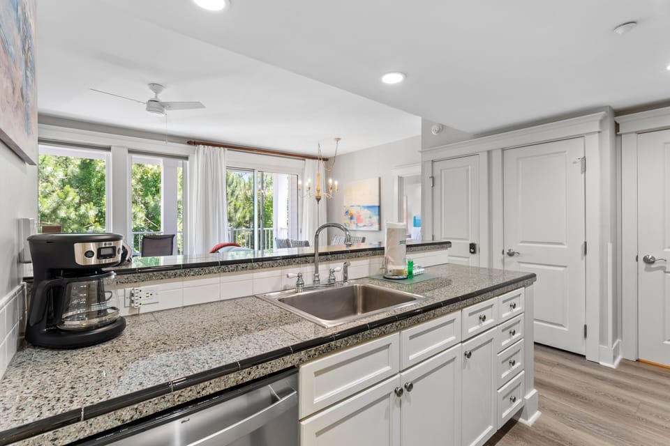 Kitchen looking out over breakfast bar- Drip Coffee Maker