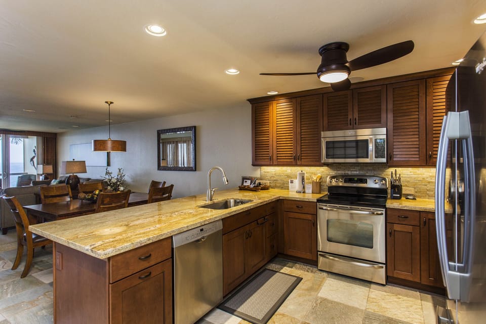 Kitchen, Dining and Living with Ocean Views