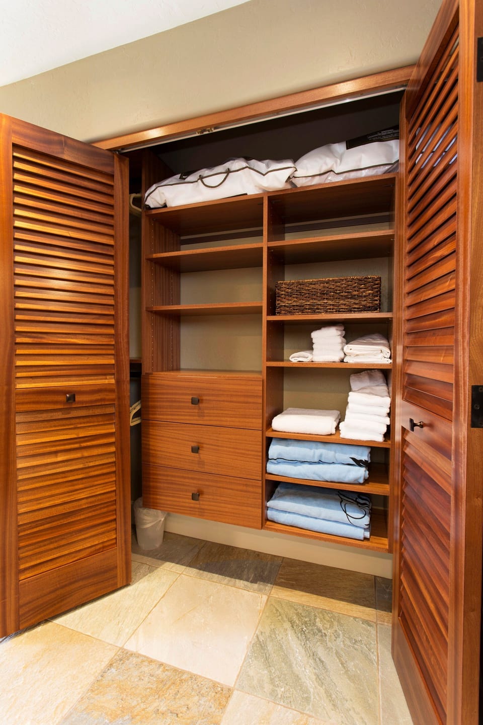 Primary  Bedroom Custom Closet with Mahogany Doors