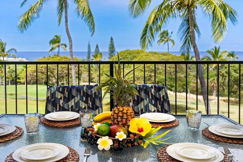 Outdoor dining with ocean views
