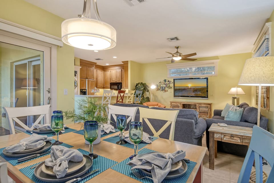 Dining Room with view of living area, living room and kitchen.