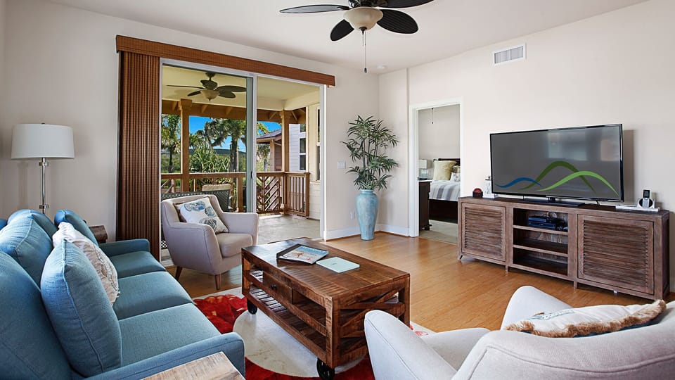 Pili Mai Resort at Poipu #15C - Living Room & Lanai View - Parrish Kauai