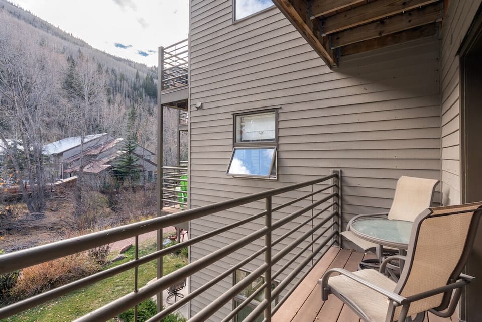 Viking Lodge 212 - the balcony overlooks the San Miguel River & the Telluride Ski Resort.