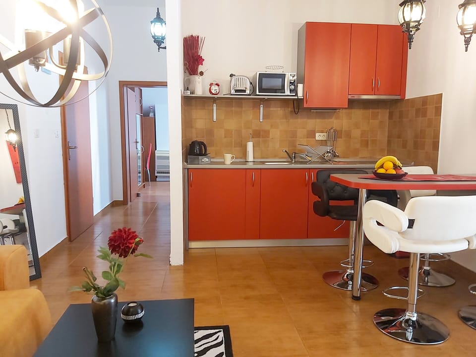 Classic Apartment, 1 King Bed with Sofa bed | Private kitchen | Fridge, microwave, toaster, cleaning supplies