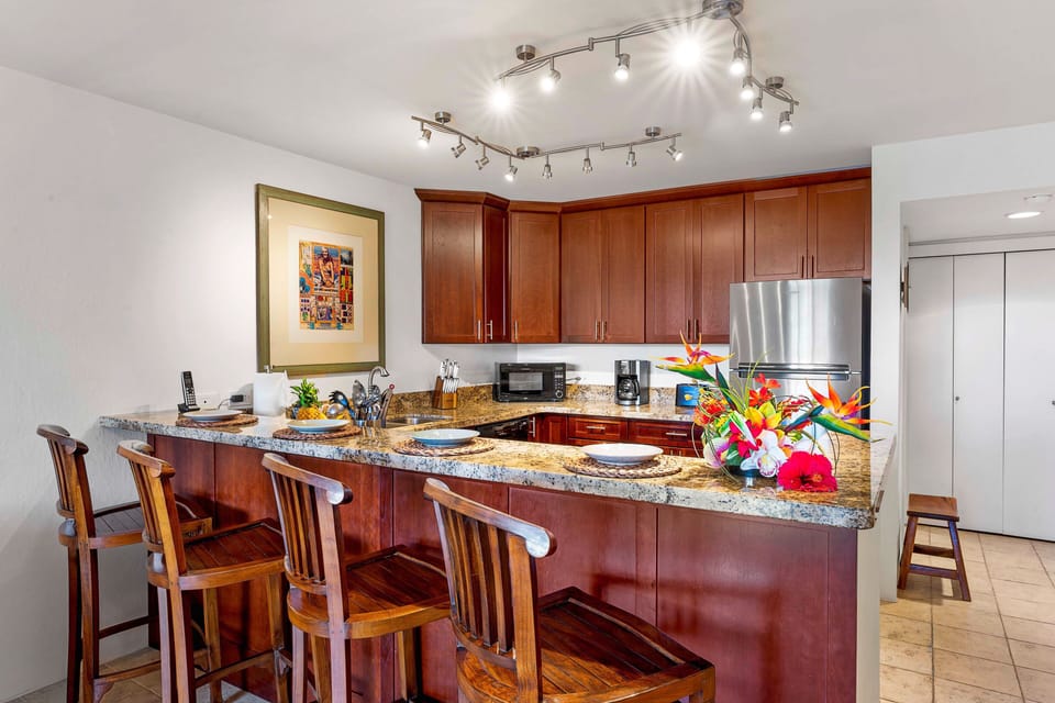 Kitchen in our Kona Hawai'i vacation rental