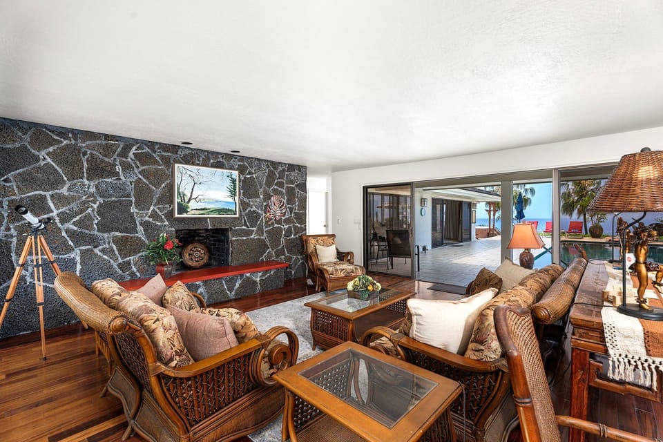 Living Space Featuring Lava Rock Wall