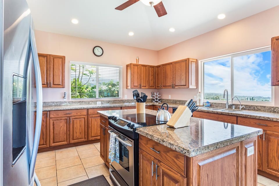 Spacious Kitchen with island and appliances.