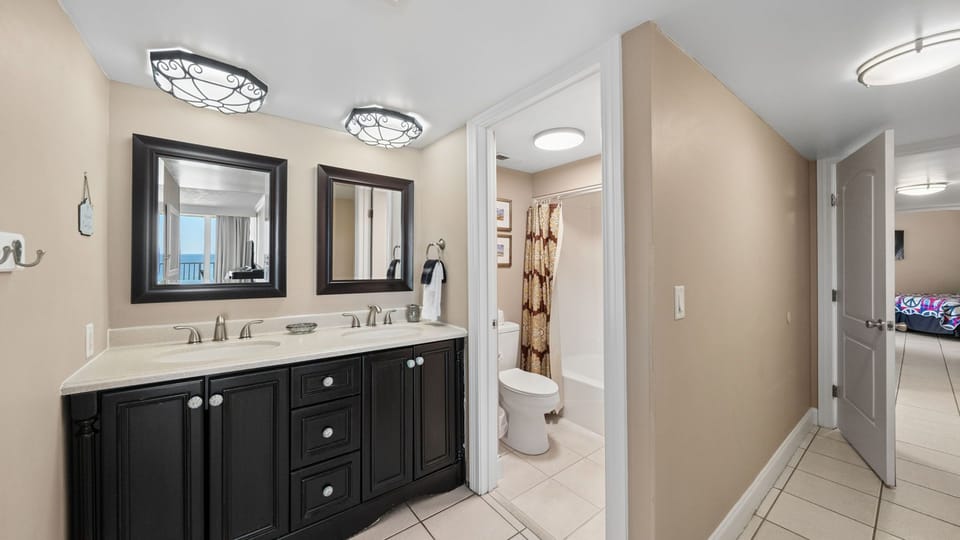 Master bathroom and hallway