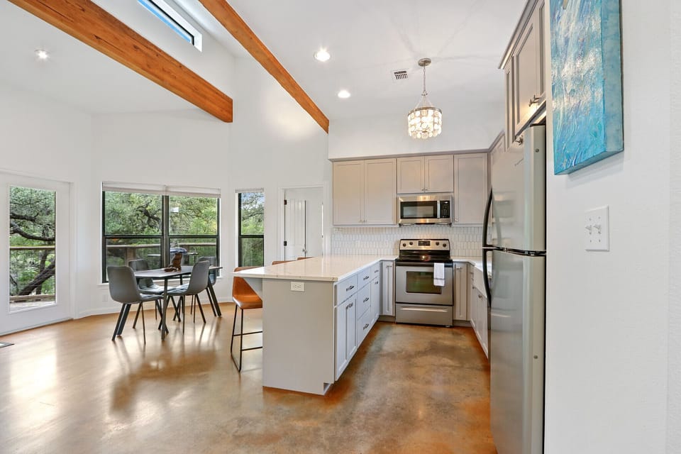 Newly remodeled kitchen with stainless steel appliances