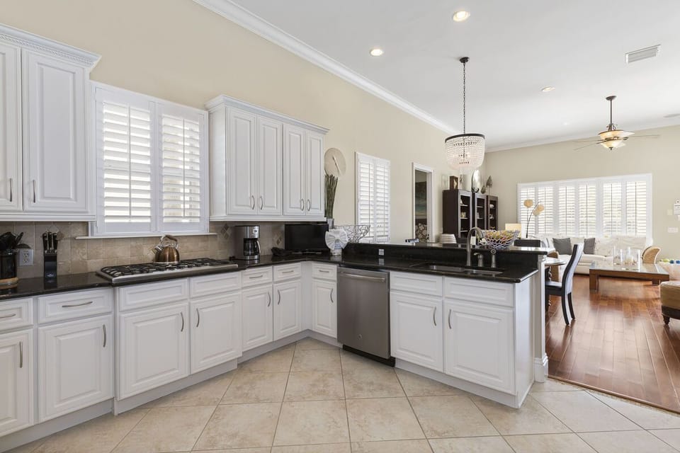 Fully equipped kitchen with stainless steel appliances