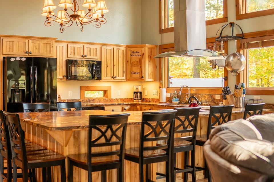 Light, bright, fully-equipped kitchen with beautiful views.