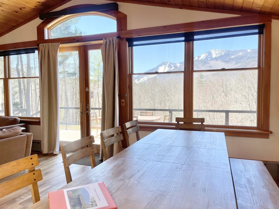 Eat-in at our dining table while taking in mountain views