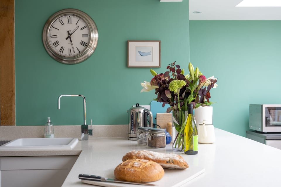 Ground floor: Fresh flowers and bread await all guests here