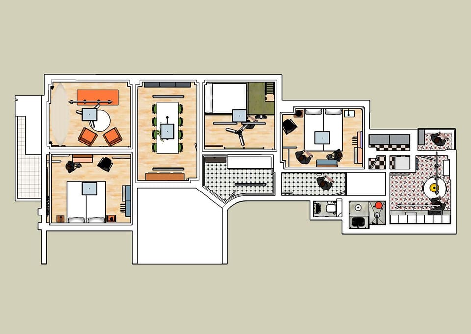 The apartment's floor plan. 