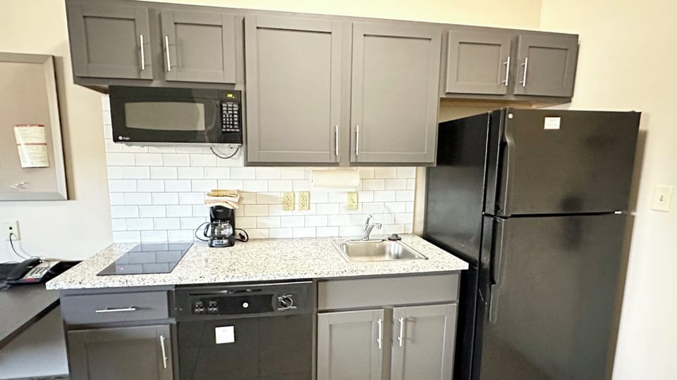 Studio Suite, 1 King Bed, Accessible (Communications, Mobility) | Private kitchen | Full-size fridge, microwave, stovetop, dishwasher