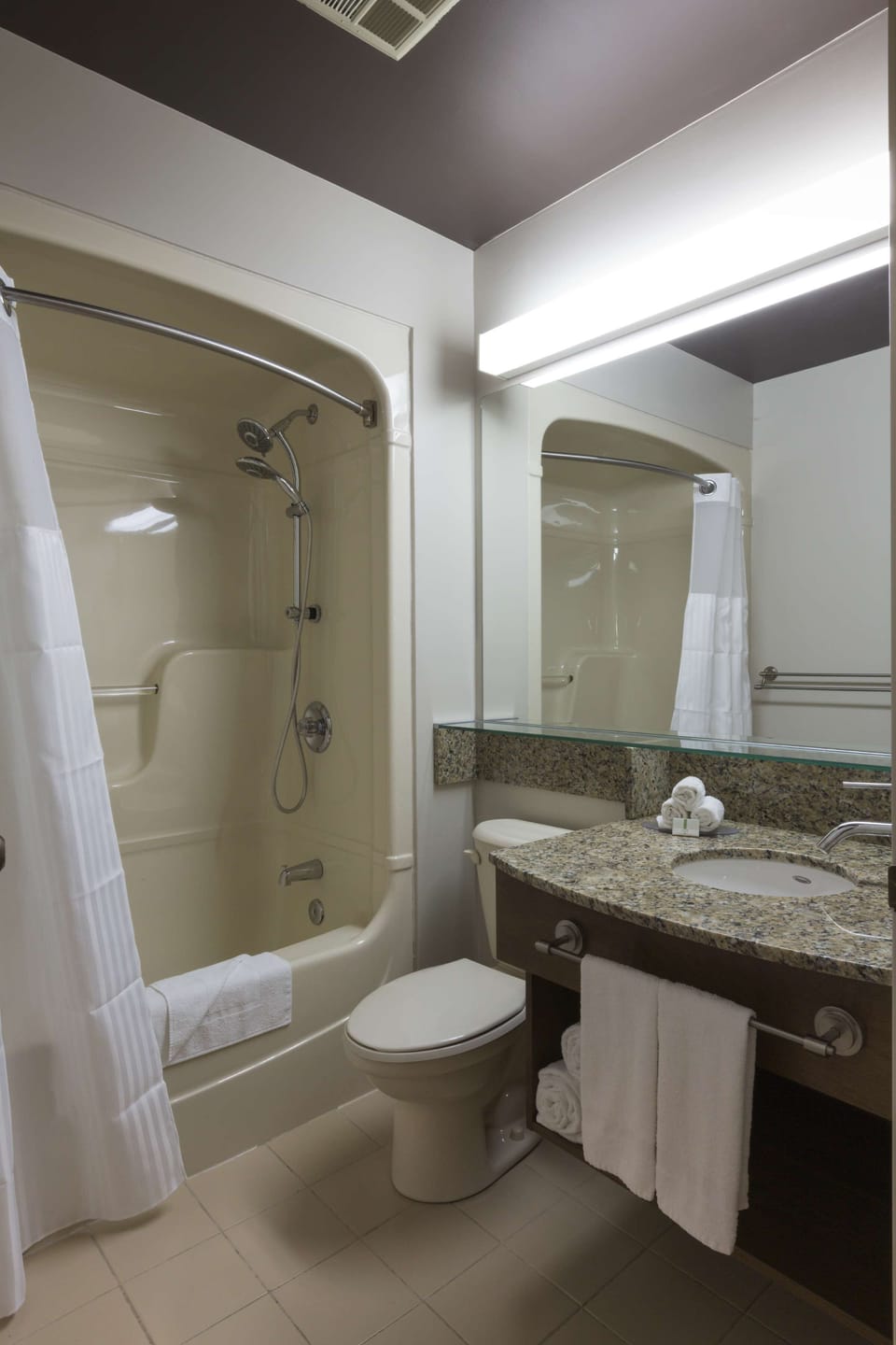 Eco-friendly toiletries, hair dryer, towels