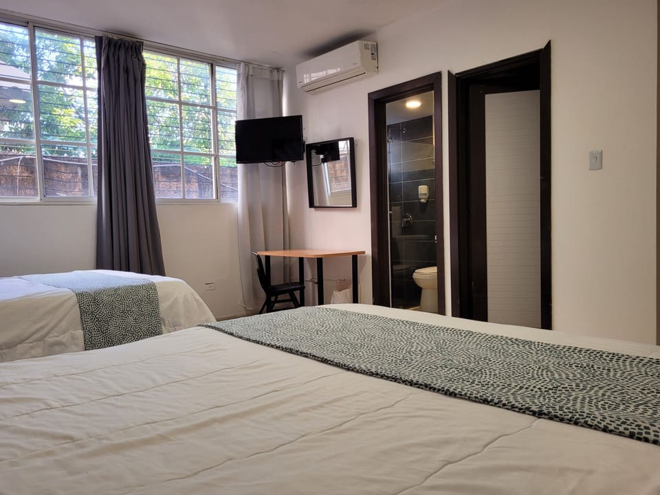 Double Room, 2 Double Beds | In-room safe, bed sheets