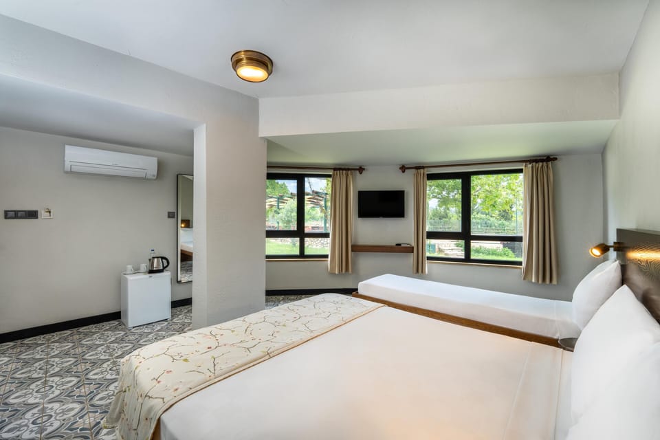 Economy Twin Room, Garden View | Minibar, in-room safe, WiFi (surcharge), bed sheets