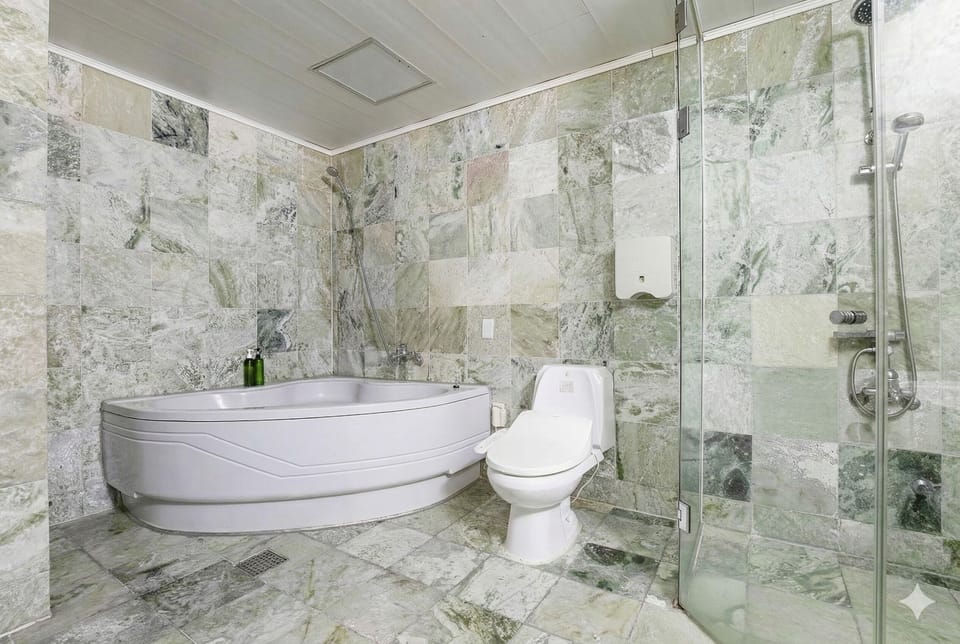 Premium Double Room | Bathroom | Separate tub and shower, deep soaking tub, hair dryer, bathrobes