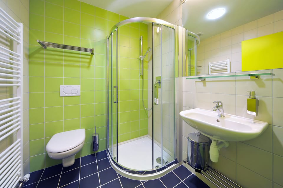 Shower, free toiletries, hair dryer, bathrobes