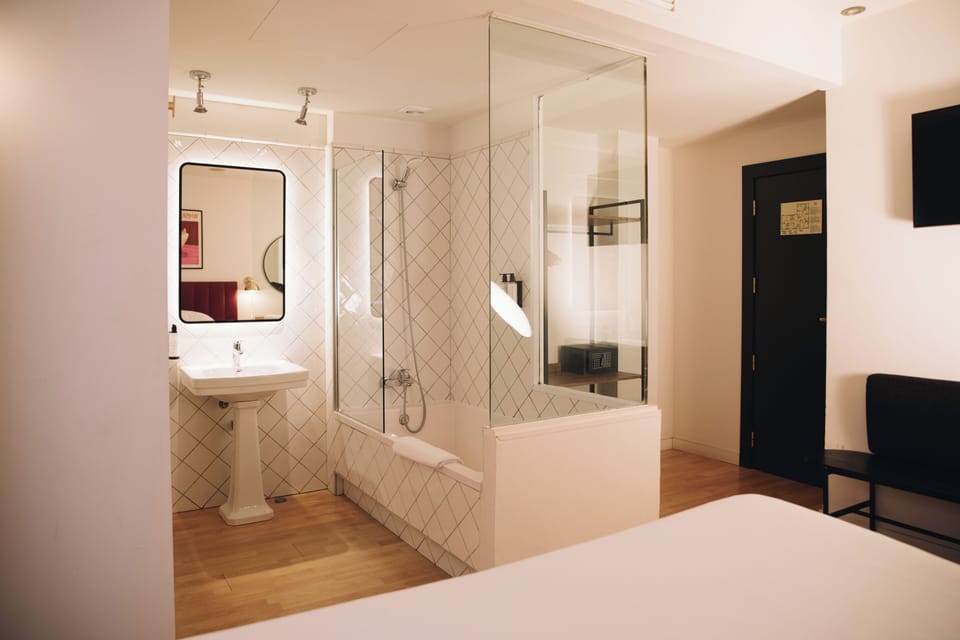 Eco-friendly toiletries, hair dryer, towels, soap