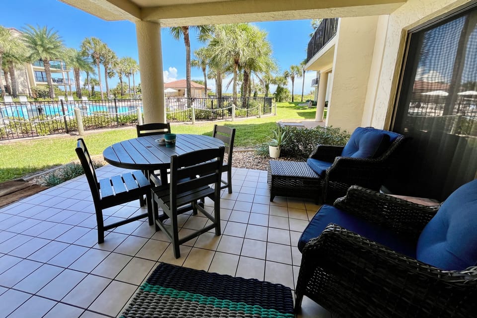ocean side view/poolside patio