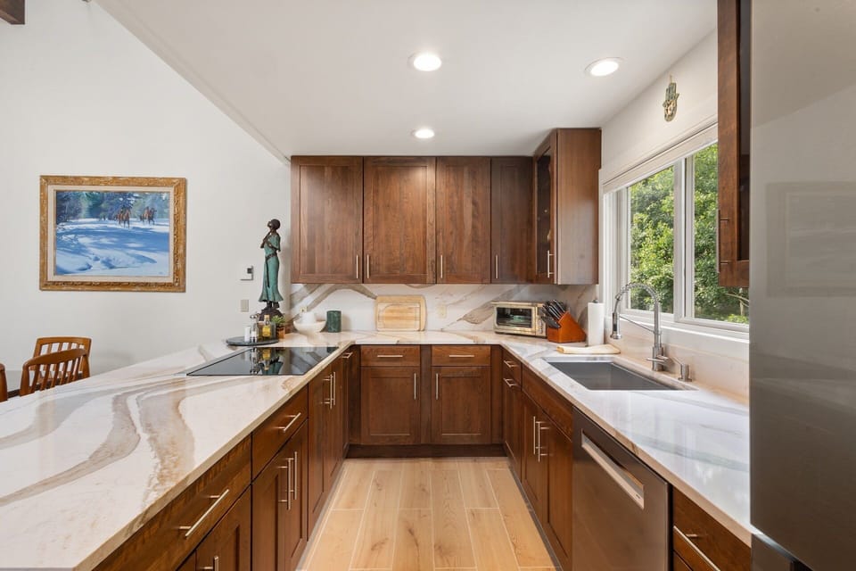 Make gourmet meals in the recently remodeled kitchen.