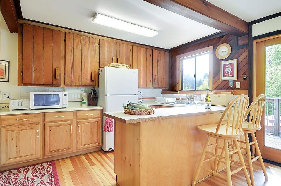 A rustic, but well-loved, kitchen.