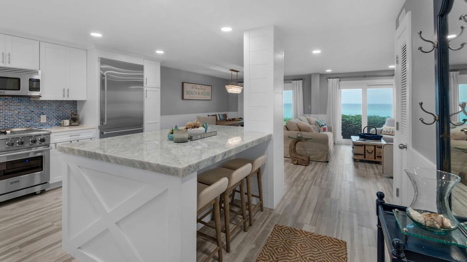 Sand Cliffs 118 Kitchen and Living Area with Gulf View
