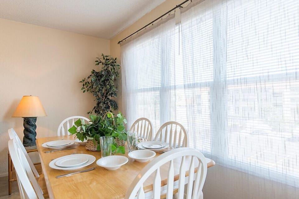 Our dining area is nestled between our bright windows and cozy living area. Gulfview II is a great place to settle in for a relaxing vacation at South Padre Island!