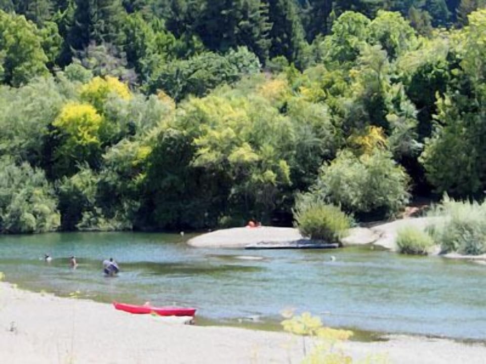 The Russian River in Monte Rio - a 5 min walk or a few more minutes to the seasonal boat rentals and concessions.