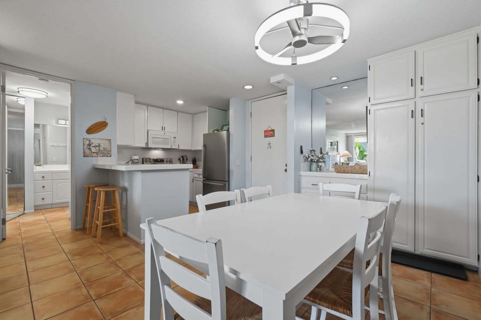 Gather the whole group around our large six-person dining table—the perfect spot for enjoying home-cooked vacation meals together or hosting lively family game nights