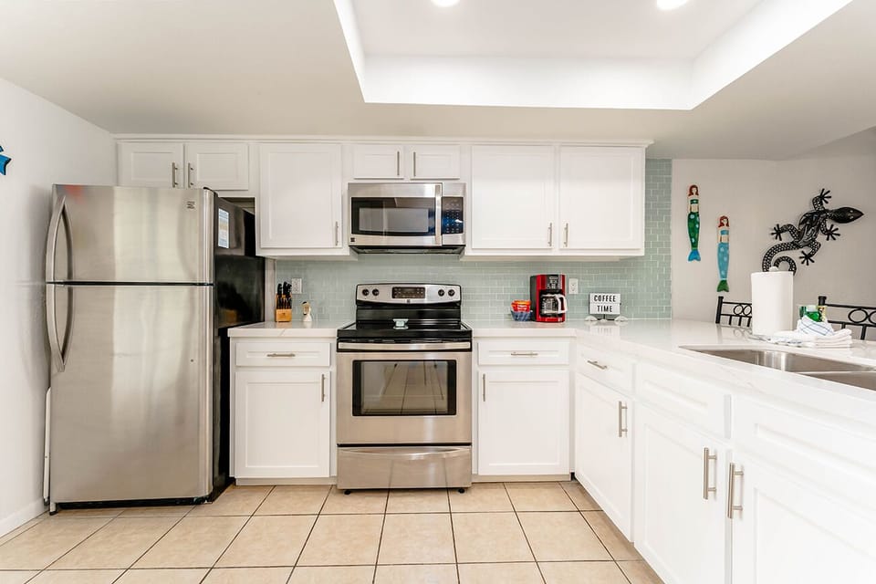 Our large kitchen is fully equipped for all of your basic cooking needs.