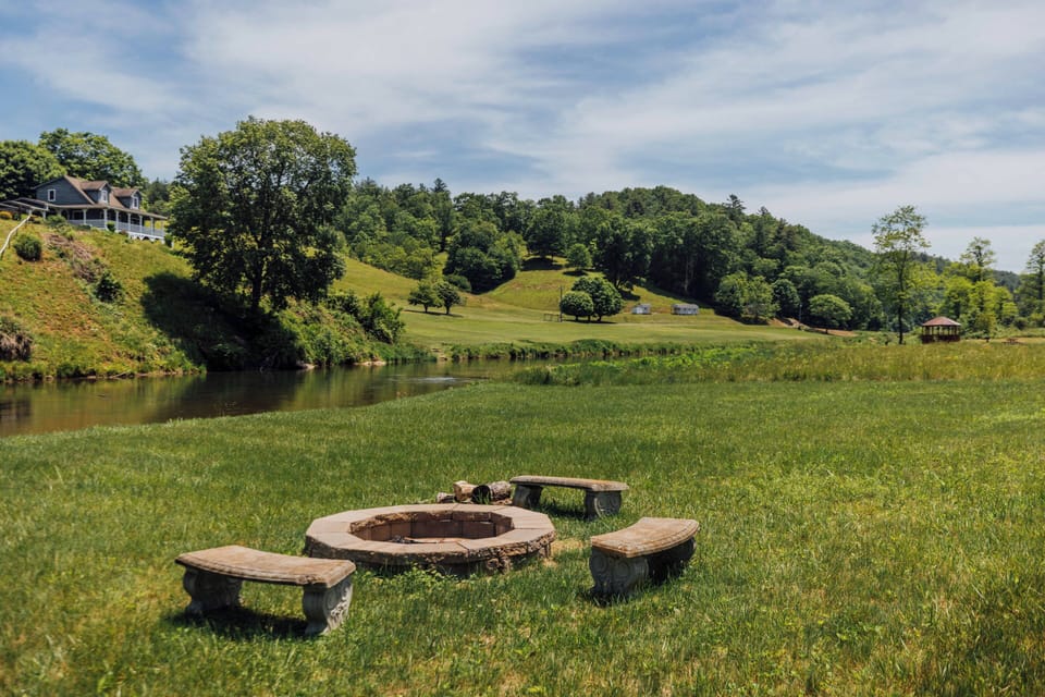Firepit with Benches by the River