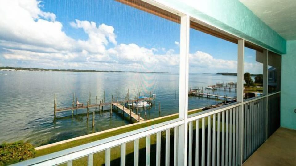 Direct Bay views from the lanai out from the living room