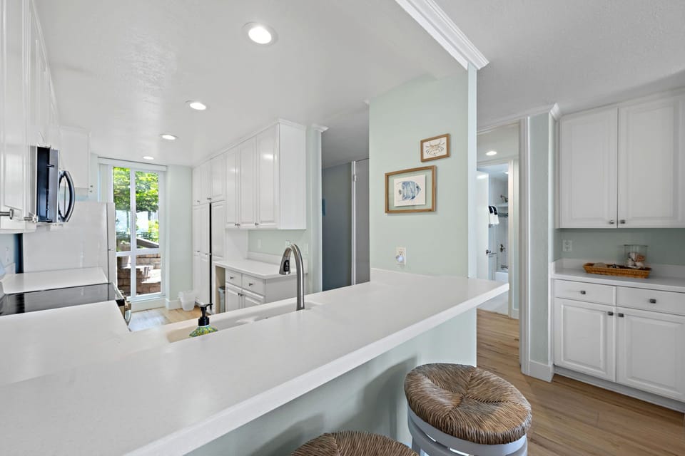 Kitchen with spacious counter space and open layout for easy meal prep and conversation