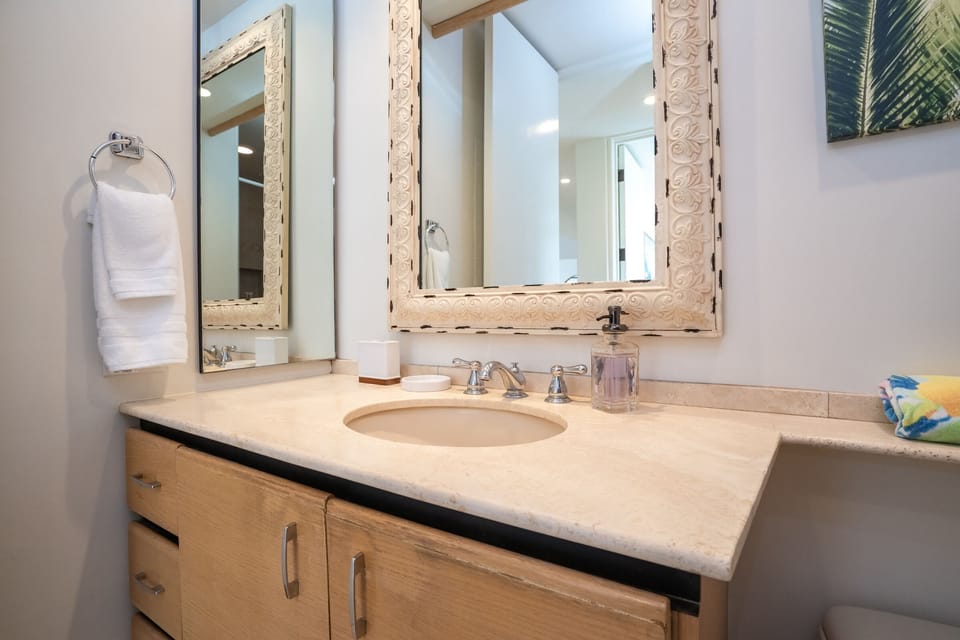 Two full bathrooms make family and group stays easy