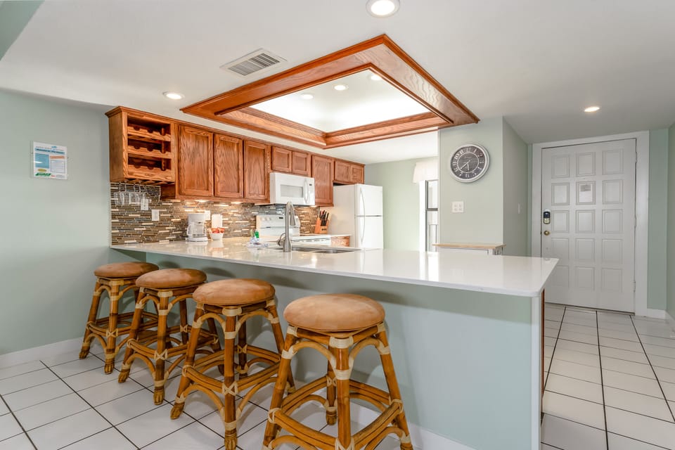 Our home is fully equipped with a kitchen, dining, and living space.