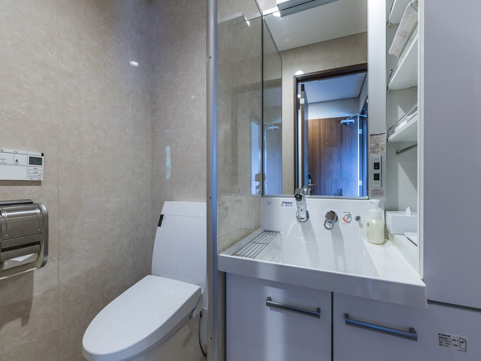 Shower, free toiletries, hair dryer, slippers