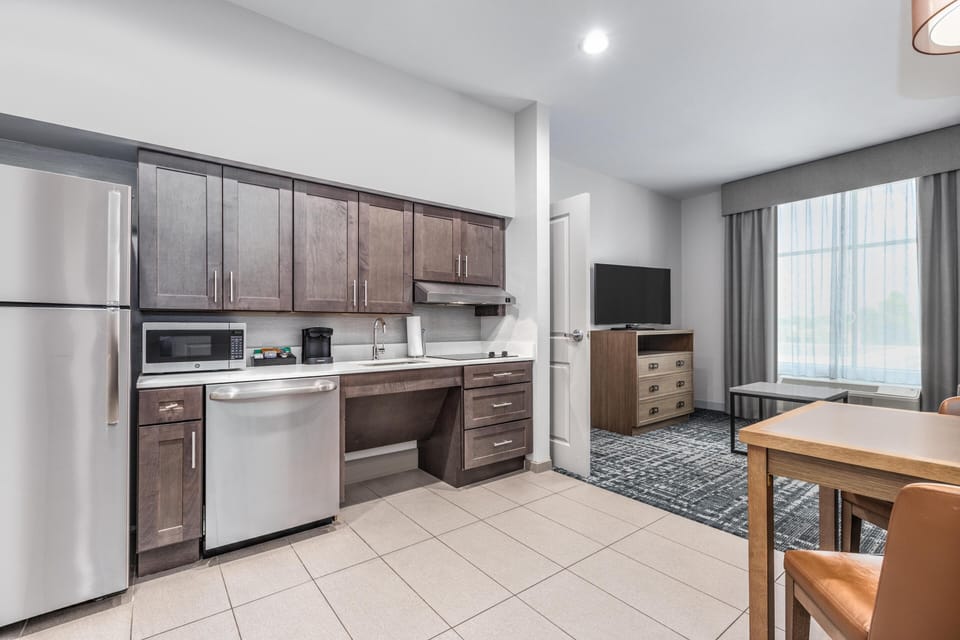 Suite, 2 Queen Beds, Accessible (Mobility & Hearing, Roll-in Shower) | Private kitchen | Full-size fridge, microwave, stovetop, dishwasher