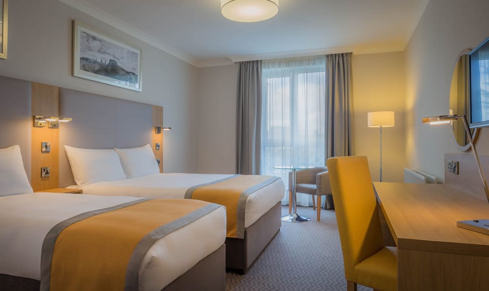 Hypo-allergenic bedding, desk, laptop workspace, iron/ironing board