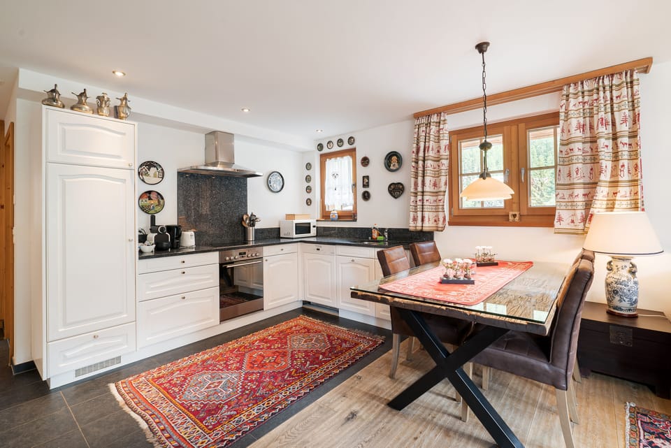 Family Chalet, 2 Bedrooms, Mountain View | Private kitchen | Fridge, microwave, oven, stovetop