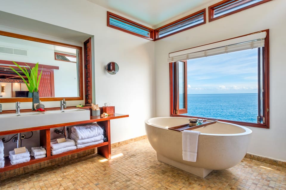 Overwater Bures | Bathroom | Free toiletries, hair dryer, bathrobes, slippers